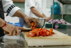 Clean and safe food preparation at Samya India kitchen
